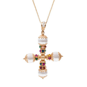 Large cross with white pearls - cod. CR 1/P