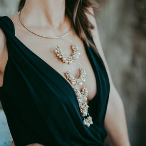 Necklace with circles and white pearls - cod. CL 220/4