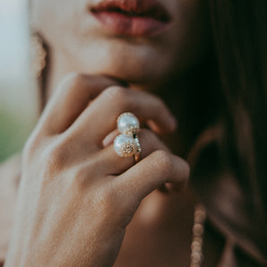 Flower set with white pearls - cod. SET R/P